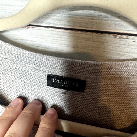 Talbots Stripe Button 3/4 Sleeve Gray Colorful Sweater 1x - Picture 4 of 4